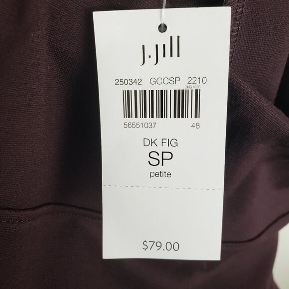 J Jill Ponte Leggings NWT Dark Fig Burgundy Pull On Pants Petite Size SP - Picture 6 of 8